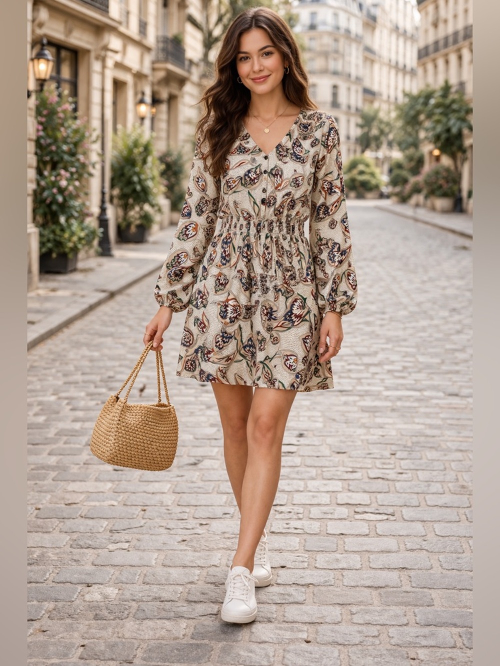 Maje “Risley” Satin Paisley Print Ruffled Mini Dress – Size 40 – NWT